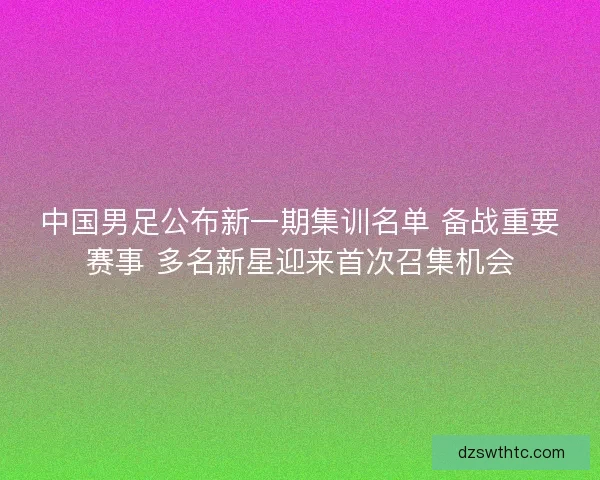 中国男足公布新一期集训名单 备战重要赛事 多名新星迎来首次召集机会