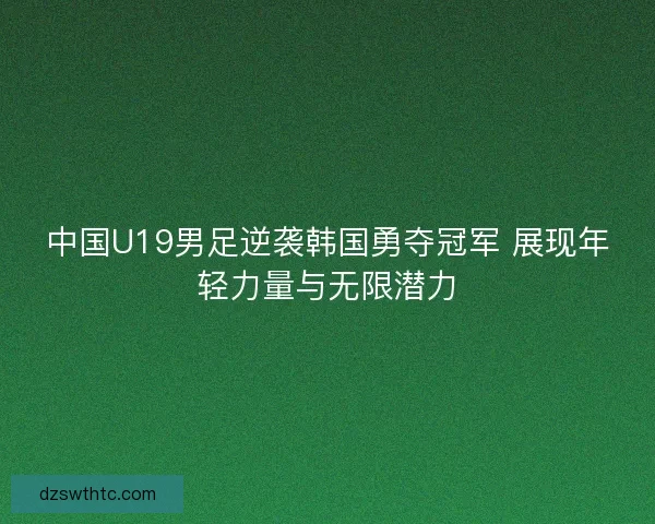 中国U19男足逆袭韩国勇夺冠军 展现年轻力量与无限潜力