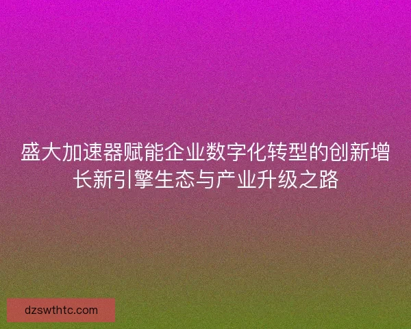盛大加速器赋能企业数字化转型的创新增长新引擎生态与产业升级之路