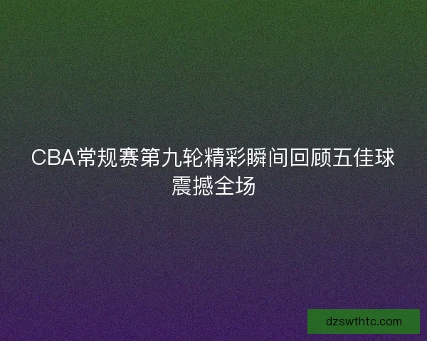 CBA常规赛第九轮精彩瞬间回顾五佳球震撼全场